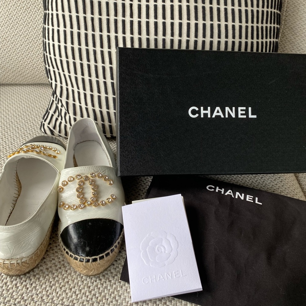 Coco Chanel Leather Espadrilles 37 Ladies